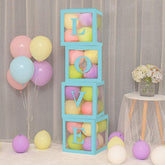 PartyCorp Blue Transparent Surprise Cube Balloon Boxes - LOVE, DIY Pack Of 4, Balloons Not Included